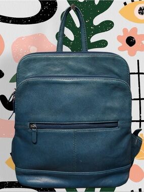 ili New York | Teal Genuine Leather Backpack Purse Bag